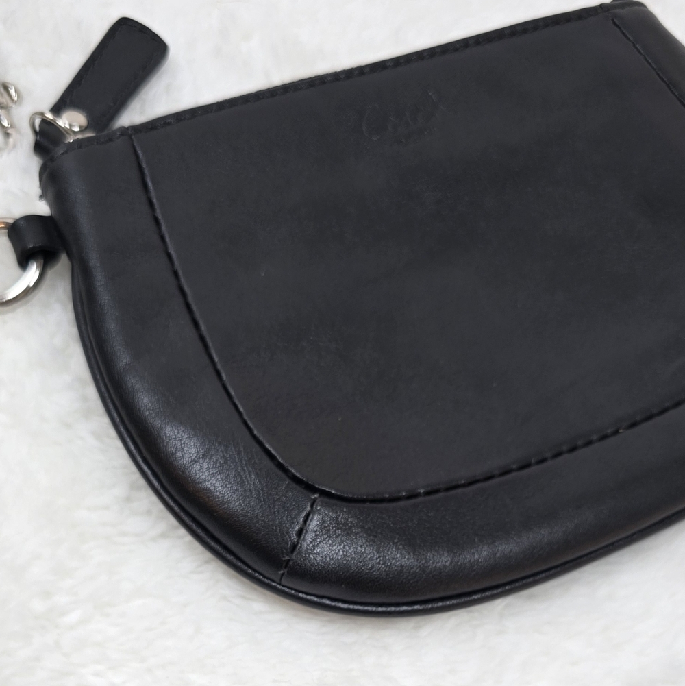 Vintage Coach Ashley Black Leather Zipper Closure Wristlet Coin Wallet - Picture 8 of 11